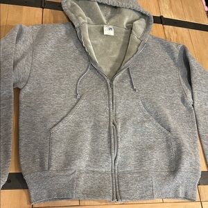 90’s y2k oversized Ace Sportswear Large Thick Zip Hoodie Grey Velour Blanket